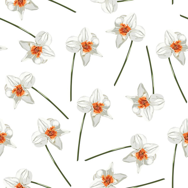 Elegance Seamless pattern with flowers narcissus on spring background. - Вектор,изображение