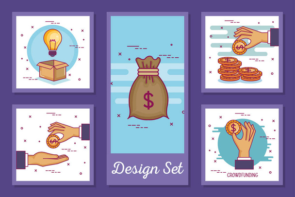 conjunto de diseños de crowdfunding e iconos
 - Vector, Imagen