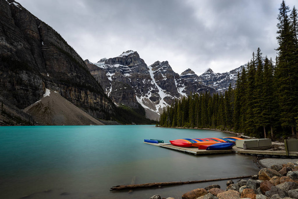 The Lake Moraine in the Canadian Rocky Mountains - Photo, Image