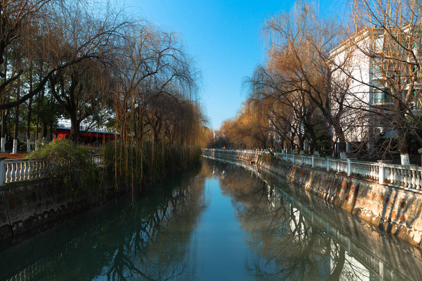  houses with river in city park of the city - Fotografie, Obrázek