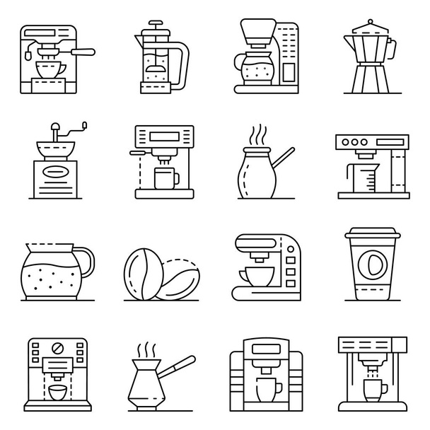 Coffee maker icons set, outline style - Vector, Image
