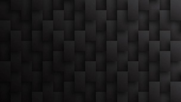 Minimalist Black 3D Rectangle Blocks Conceptual Tech Dark Gray Abstract Background - Fotoğraf, Görsel