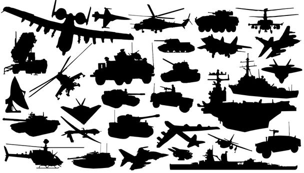 Military technology silhouettes - Vector, Image