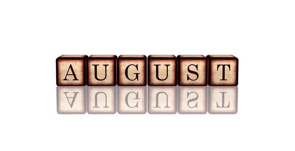 august in 3d wooden cubes - Photo, Image