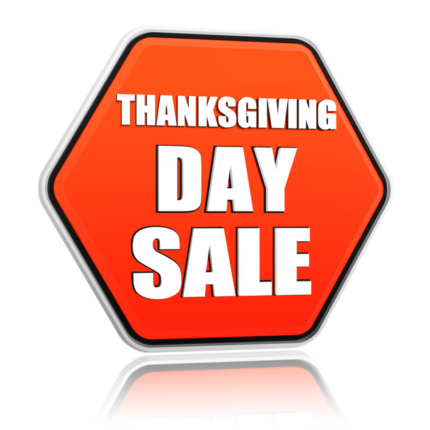 Thanksgiving day sale orange hexagon banner - Photo, Image