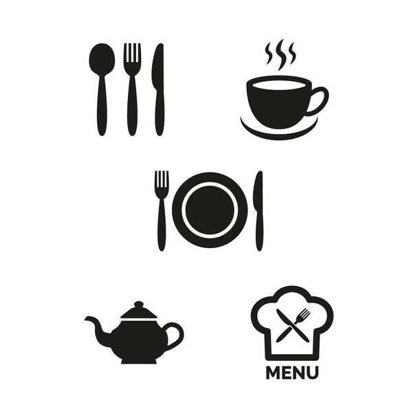 Iconos de restaurante y cafetería sobre fondo blanco
. - Vector, imagen