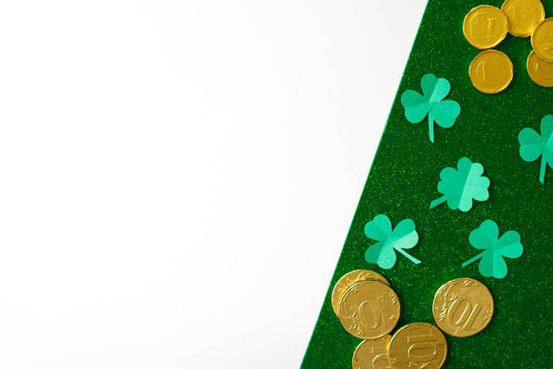 The composition of the St. Patrick's day. Leaves of paper clover - Photo, Image