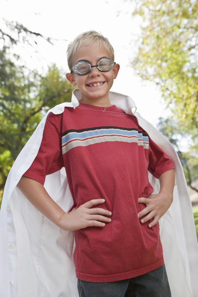 Boy with  cape and swimming goggles - Photo, Image