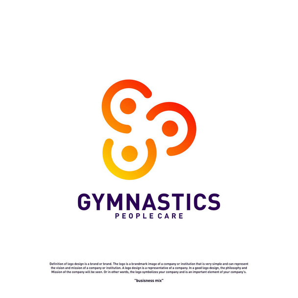 Eğlenceli İnsanlar Sağlıklı logo tasarım konsept vektörü. Jimnastik logo şablonu. İnsanlar Simge Simgesini umursar - Vektör, Görsel