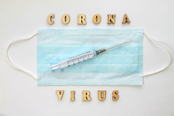 Word coronovirus in wooden letters. Global healthcare concept pandemic virus infection from Wuhan, China. Novel Coronavirus outbreak - Zdjęcie, obraz