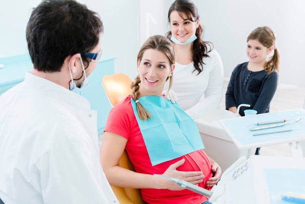 Pregnant woman at dentist before treatment - Fotoğraf, Görsel