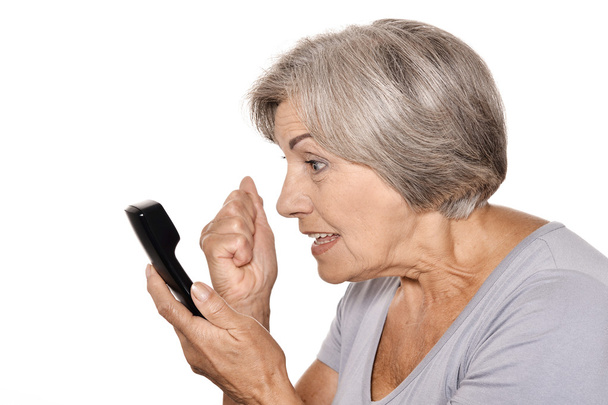 Elderly woman speak on phone - Photo, image