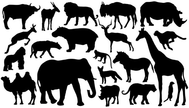 Siluetas de mamíferos africanos
 - Vector, Imagen