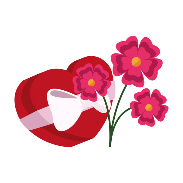 boîte coeur chocolat et belles fleurs
 - Vecteur, image