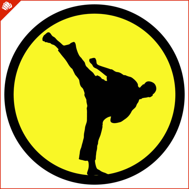 Arte marcial diseño de símbolo de color. emblema de karate. - Vector, imagen