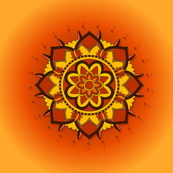 Mandala patterns on orange background - Vector, Imagen