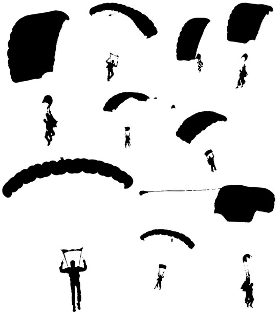 Paracaídas negros sobre fondo blanco
 - Foto, Imagen