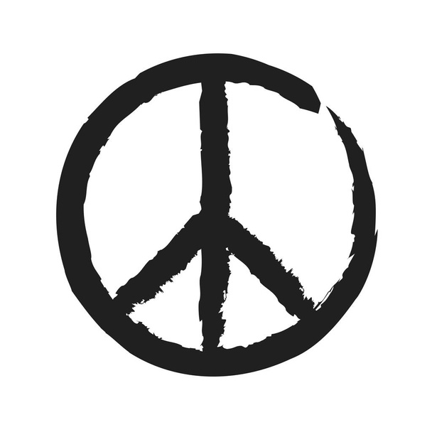 Paz e amor grunge sujo símbolo de paz vetor. antiguerra pacifismo ícone hippie cultura sinal ilustração
. - Vetor, Imagem