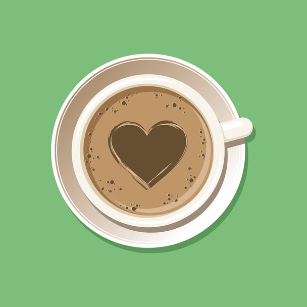 Beker van Espresso met Latte Art Top View - Vector, afbeelding