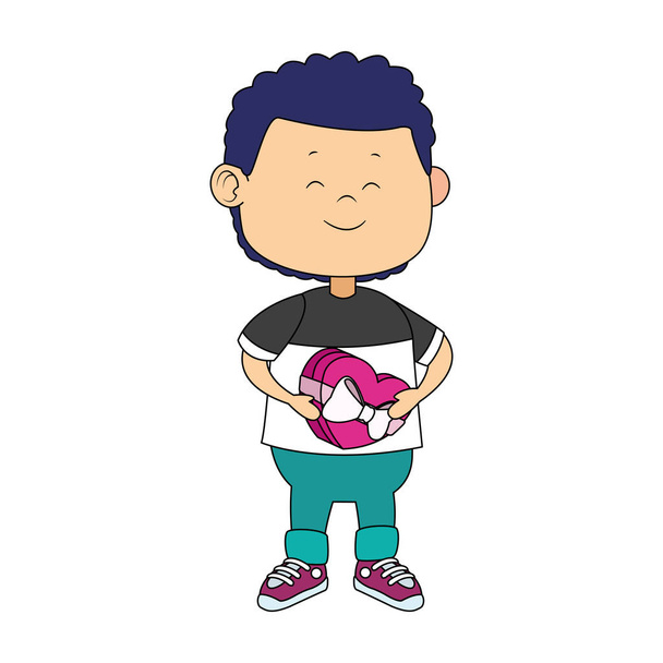Cartoon Junge mit Herz Box-Symbol - Vektor, Bild