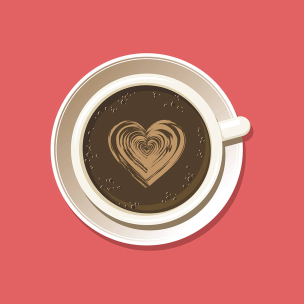 Latte Art Top View ile bir fincan Espresso. - Vektör, Görsel