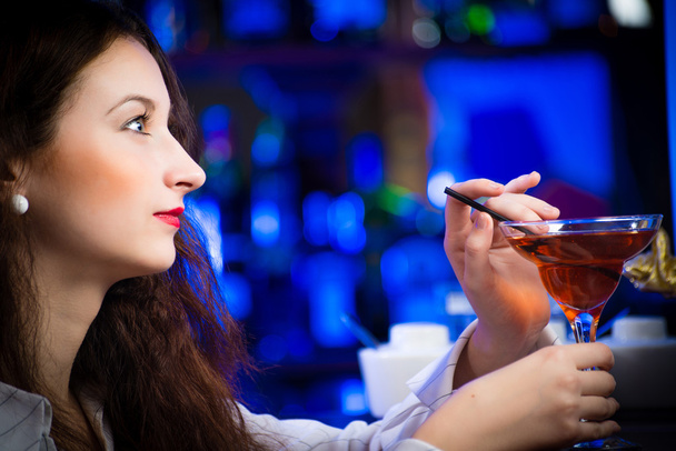 young woman in a bar - Photo, Image