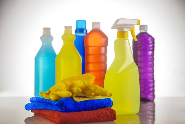Cleaning products isolated on white background - Photo, Image
