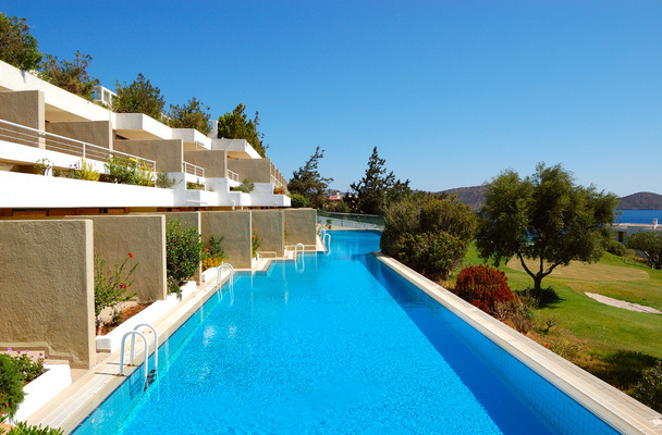 Swimming pool at luxury villa, Crete, Greece - Photo, Image