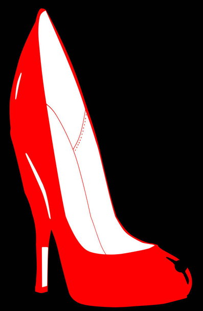 Sketch of a stiletto heel shoe isolated on a black background - Фото, изображение