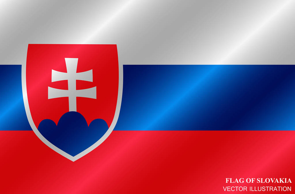Flaga Słowacji z fałdami. Kolorowa ilustracja z flagą do projektowania stron internetowych. - Wektor, obraz
