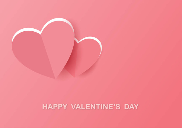 valentine's day background heart shape paper cut,  happy valentine's day text - Vector, Image