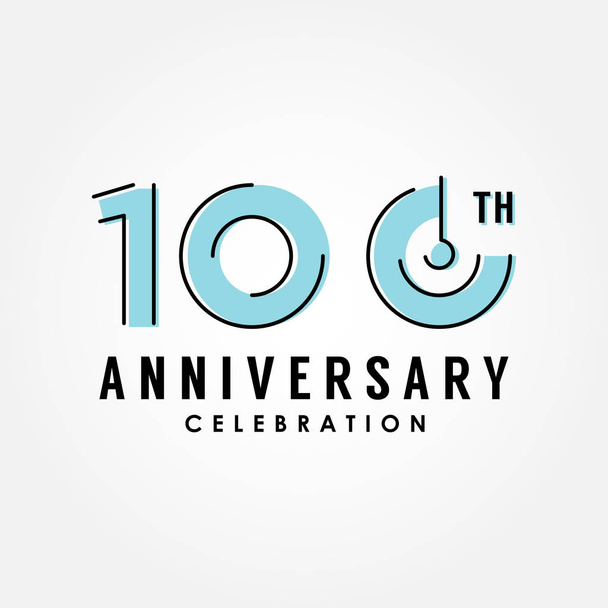 Números planos do aniversário da linha 100th para comemorar o momento
 - Vetor, Imagem