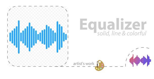 music equalizer vector flat illustration, solid, line icon - Vetor, Imagem