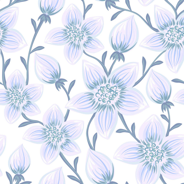 Floral seamless pattern. Hand drawn creative flowers. Colorful artistic background. Abstract herb. Can be used for wallpaper, textiles, wrapping, card, cover. Vector illustration, eps10 - Foto, afbeelding