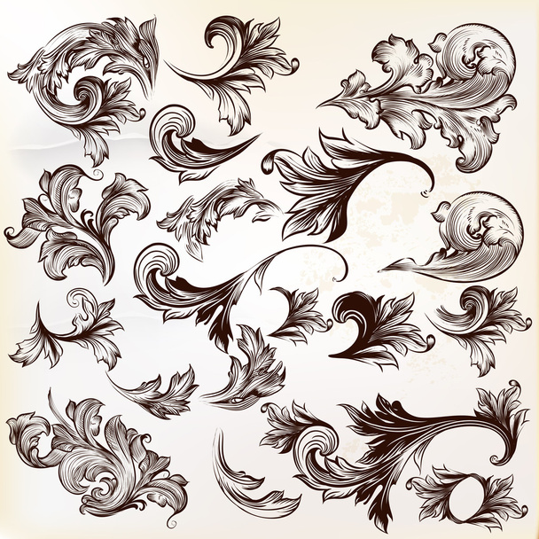 Collection of vector vintage decorative swirls for design - Вектор, зображення