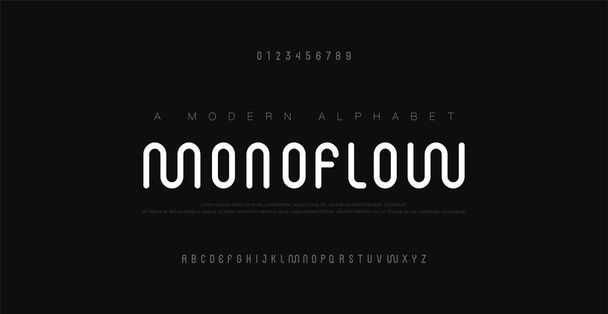 Minimální moderní abecední písma a čísla. Abstrakt urban rounded line font typography typeface uppercase. vektorová ilustrace - Vektor, obrázek
