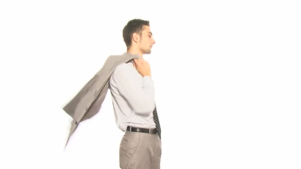 Businessman holding jacket - Video, Çekim
