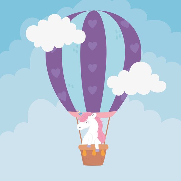 unicorn hot air balloon fantasy magic dream cute cartoon - Vector, Image
