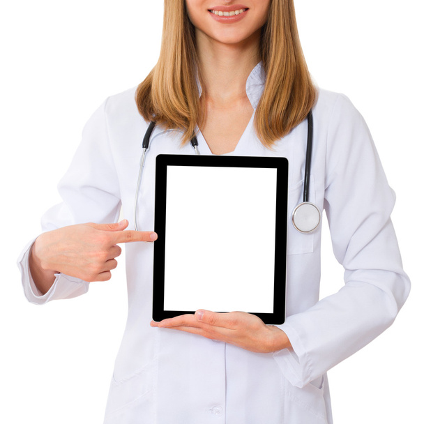 Doctor working with tablet - 写真・画像