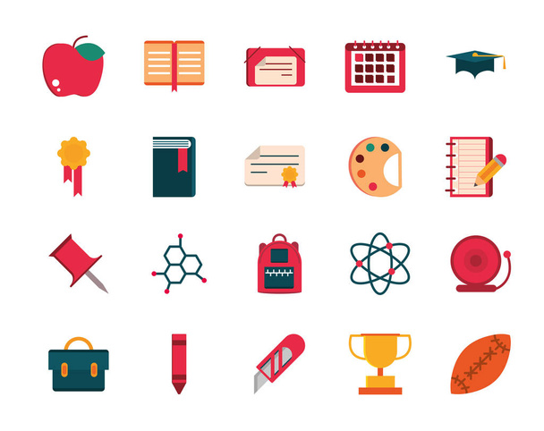 набір канцелярських товарів шкільний дизайн іконок школи
 - Вектор, зображення