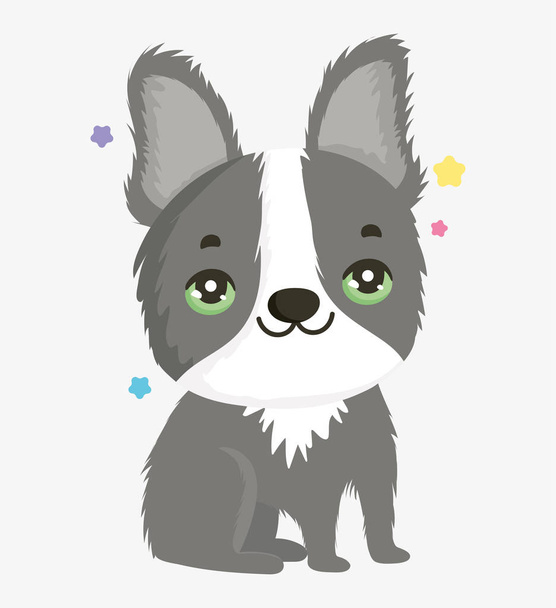 roztomilý šedý pes domácí kreslené zvíře, domácí zvířata - Vektor, obrázek