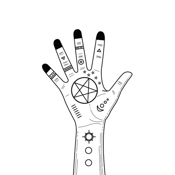 Käsi piirustus kämmen kuva hengellisiä symboleja
 - Valokuva, kuva