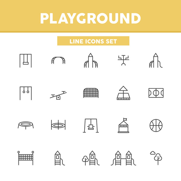 Playground ícones de linha set simples. Elementos de símbolo de ilustração vetorial para web design
. - Vetor, Imagem