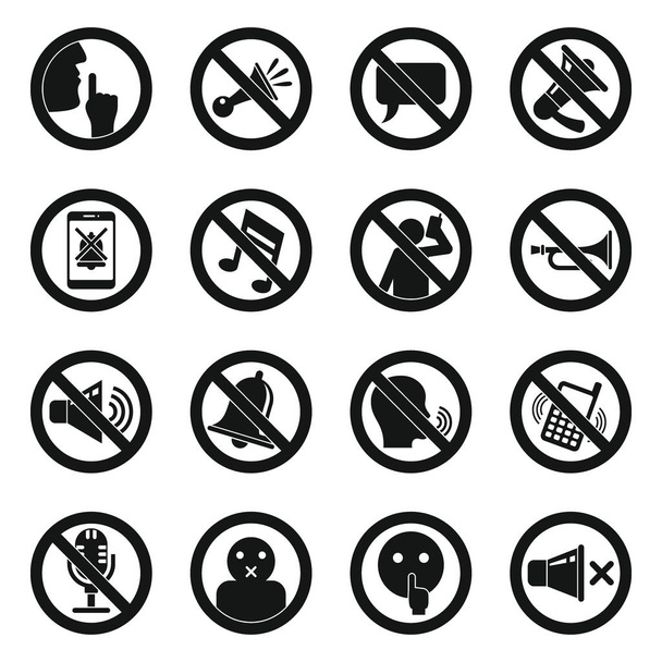 Silence icons set, simple style - Vector, Image