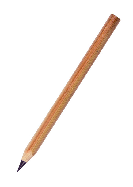 vieux crayon à colorier en bois naturel violet, isolé sur blanc
 - Photo, image
