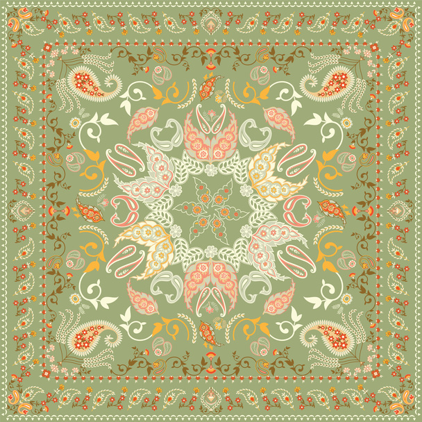 Decorated shawl design featuring paisley pattern - Vector, Image