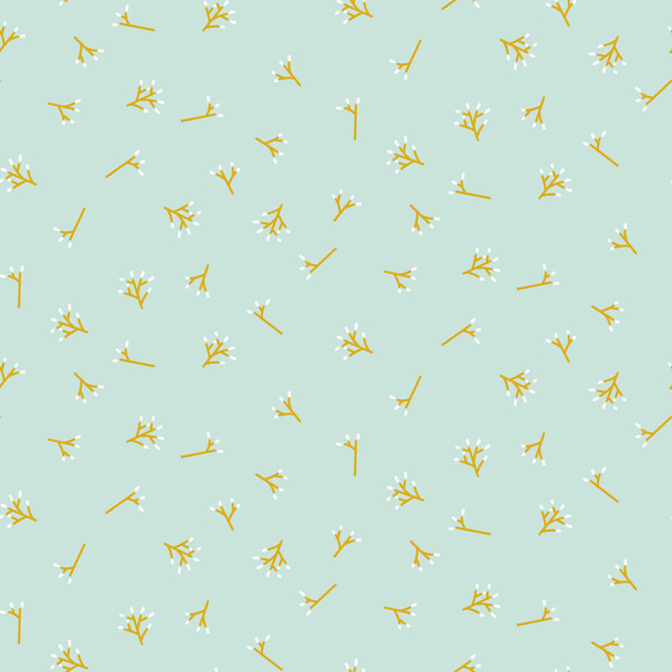 twigs with catkins seamless springtime vector pattern in pastel colors - Vector, Image