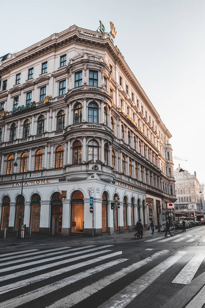 VIENNA, AUSTRIA - OCTOBER, 2019: Wide street with beautiful old buildings in Vienna city center - Fotó, kép