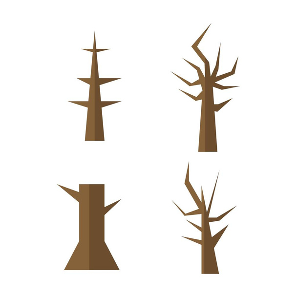 Semplice set di alberi di cartoni animati, design piatto
  - Vettoriali, immagini