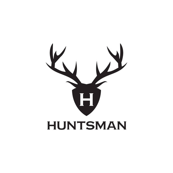 Diseño del logotipo de Hunter con el uso de la cabeza de ciervo icono plantilla de vector
 - Vector, Imagen